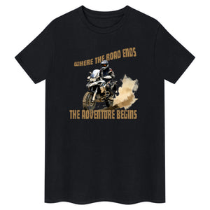 Where The Road Ends, The Adventure Begins. BMW  Motorcycle T-Shirt