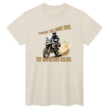 Load image into Gallery viewer, Where The Road Ends, The Adventure Begins. BMW  Motorcycle T-Shirt
