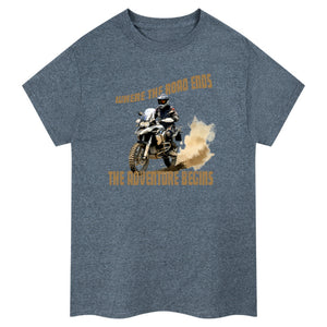 Where The Road Ends, The Adventure Begins. BMW  Motorcycle T-Shirt