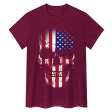 Lade das Bild in den Galerie-Viewer, USA-Totenkopf-Flaggen-T-Shirt
