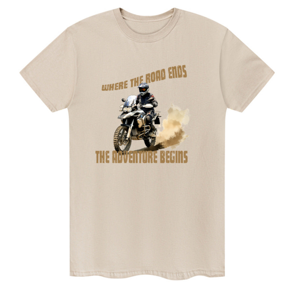 Where The Road Ends, The Adventure Begins. BMW  Motorcycle T-Shirt